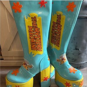 Dolls Kill Blue and Yellow Platform Boots Scooby doo